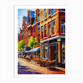 The city of Amsterdam, Netherlands, streets, cafes, passing by, the beauty of summer, oil colors.12 Art Print