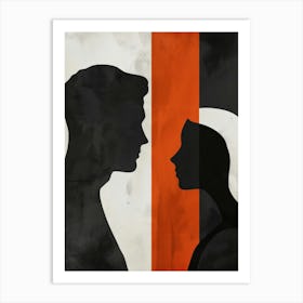 Man And Woman Silhouettes Art Print