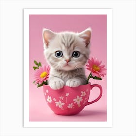 Default Baby Cat In Cup Flowers Cartoon Pink Back Ground 0 869c3e8a Cf95 4e0a Af52 355619408412 1 Out Art Print