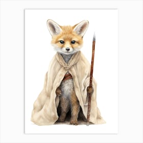 Baby Fox Kit As A Jedi Watercolour 2 Art Print