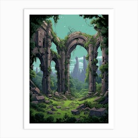 Ruins Landscape Pixel Art 2 Art Print