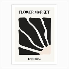 B&W Flower Market Poster Barcelona Art Print