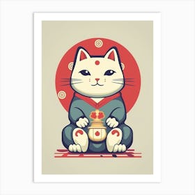 Maneki Neko Lucky Cat Japanese 10 Art Print
