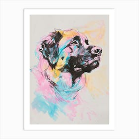 Pastel Leonberger Dog Pastel Line Illustration  1 Art Print