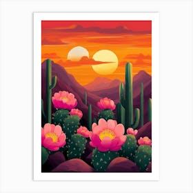 Cactus Desert Landscape 1 Art Print