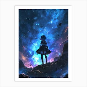 Anime Girl Standing On A Rock Art Print