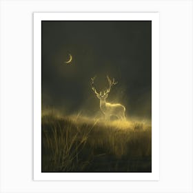 Deer In The Moonlight 12 Art Print