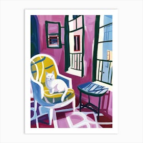 Cat In Chair Art Print