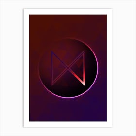 Geometric Neon Glyph Abstract on Jewel Tone Triangle Pattern 252 Art Print