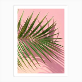 Palm Leaf On Pink Background 4 Art Print