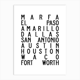 Texas Cities Art Print