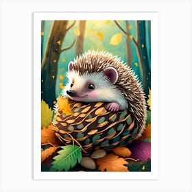 Hedgehog In The Forest Art Print