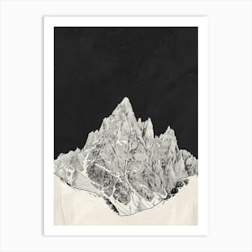 Scafell Mountain Line Drawing 5 Art Print