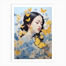 Woman With Butterflies Art Print