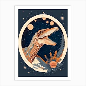 Deinonychus Terrazzo Style Dinosaur Art Print