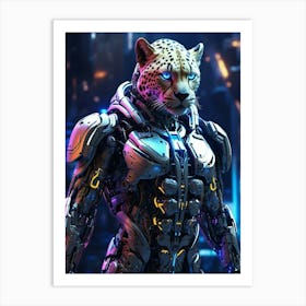 Cheetah In Cyborg Body #2 Art Print