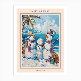 Snowmen On The Beach Painting Poster 3 Art Print