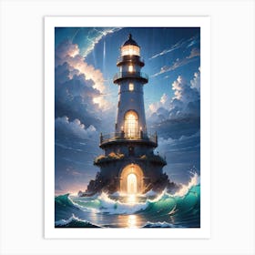 A Lighthouse In The Middle Of The Ocean 38 Art Print