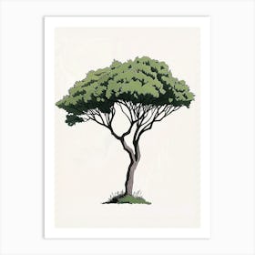 Acacia Tree Pixel Illustration 2 Art Print