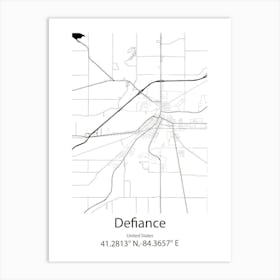 Defiance,United States Minimalist Map Art Print