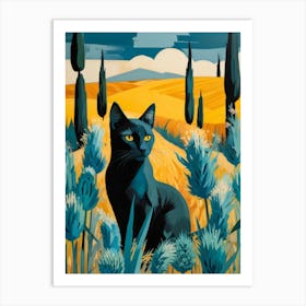 Black Cat In Tuscany Art Print