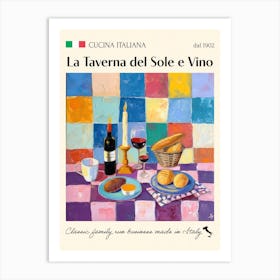 La Taverna Del Sole E Vino Trattoria Italian Poster Food Kitchen Art Print