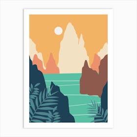 Landscape With Mountains And Water 1 Art Print