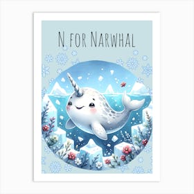 N For Narwal Nursery Art Print