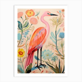 Pink Scandi Egret 2 Art Print