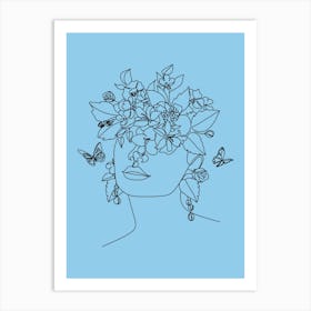 Flowers On A Woman'S Head Art Print