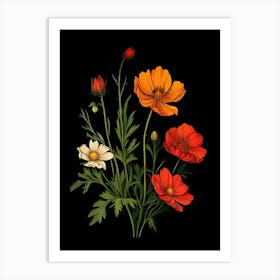 Vintage Flowers Illustration Art Print