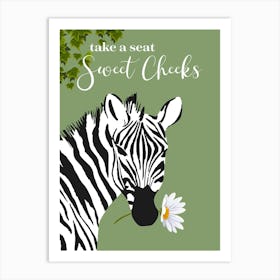 Take A Seat Sweet Cheeks Green Zebra Affiche