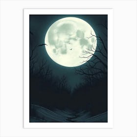 Full Moon In The Forest 1 Art Print