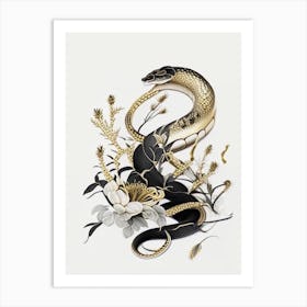 Garter Snake Gold And Black Art Print