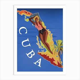 Cuba, Big woman Sunbathing on the Island Art Print