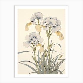 Hanashobu Japanese Water Iris 3 Vintage Japanese Botanical Art Print