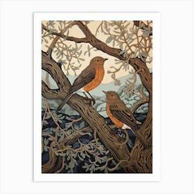 Art Nouveau Birds Poster European Robin 1 Art Print