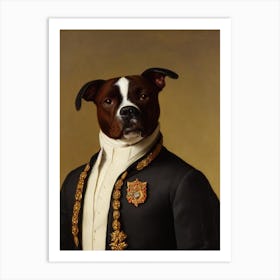 Staffordshire Bull Terrier Renaissance Portrait Oil Painting Art Print