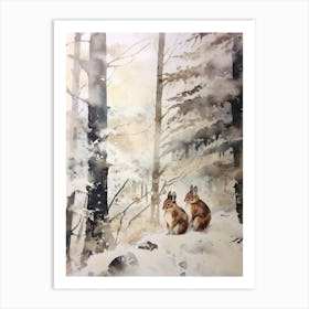Winter Watercolour Squirrel 1 Art Print