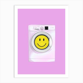 Smiley Happy Laundry Washing Machine Art Print