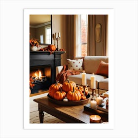 Living Room With Pumpkins Art Print