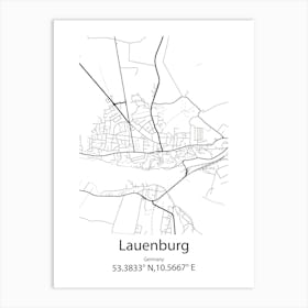 Lauenburg,Germany Minimalist Map Art Print