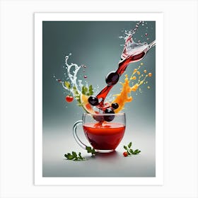 Wine With Tomatoes Juice and Grapes Art Print