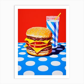 Hamburger Blue Checkerboard 1 Art Print