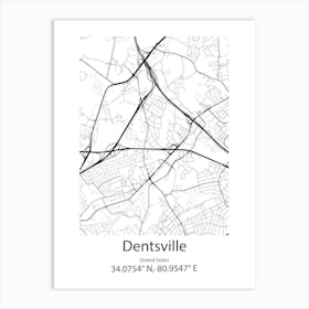 Dentsville,United States Minimalist Map 1 Art Print