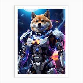 Shiba Inu in cyborg body #1 Art Print