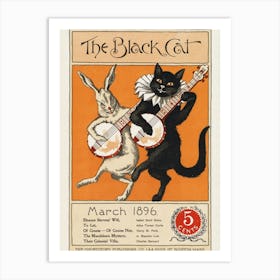 Vintage Black Cat Illustration Art Print