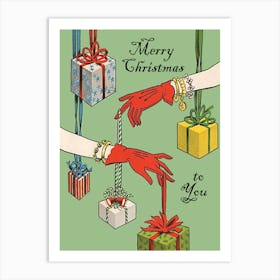 Hands And Christmas Gifts Art Print