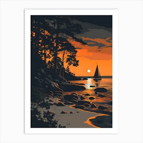 Sunset At The Beach 4 Art Print