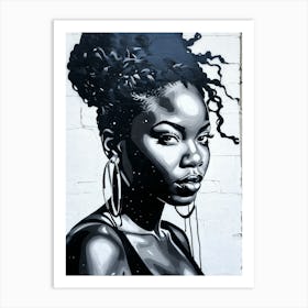 Graffiti Mural Of Beautiful Black Woman 123 Art Print